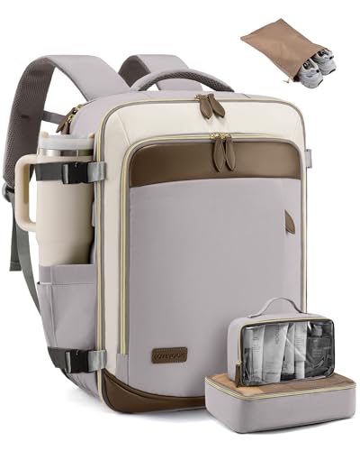 LOVEVOOK 50L Travel Backpack Carry On Airline Approved, Large Backpack with 3 Packing Cubes, TSA Travel Essentials Carry On Bag, Waterproof Weekender Overnight Luggage Daypack, Fits 18 Inch Laptop
