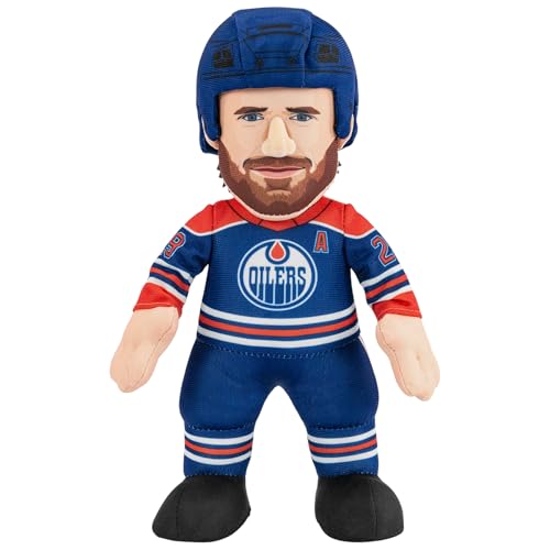 Peluche Edmonton Oilers Leon Draisaitl pour décorer une chambre de fan de hockey