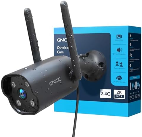 GNCC 2K Überwachungskamera Aussen WLAN, Kamera Überwachung Aussen WLAN IP Outdoor Kamera mit 2-Wege-Audio, Infrarot-Nachtsicht, 24/7-Aufnahme, Bewegungserkennung, IP65 wasserdicht,