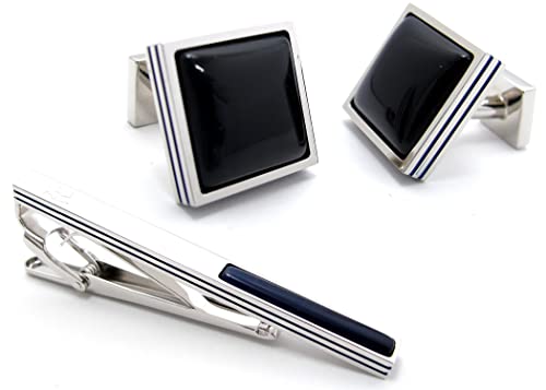 クレージュ(courreges) ブルーグラススクウェアカフス＆タイバーセット(カフスボタン/カフリンクス)