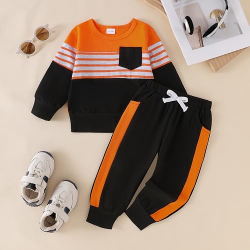 Image of FOCUTEBB Toddler Boy Clothes Baby Boys Fall Winter Outfits Long Sleeve Sweatshirt Top Jogger Pants Set Boys Outfit Set 12M-4T