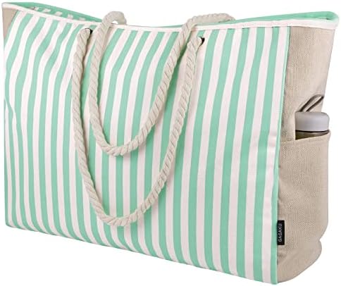 GAGAKU Strandtas XXL met koelvak, waterdichte strandtas met ritssluiting, opvouwbare grote badtas voor familie, dames, zwembad, reizen, 50 x 38 x 19 cm, XL GAGAKU Strandtas XXL met koelvak, waterdichte strandtas met ritssluiting, opvouwbare grote badtas voor familie, dames, zwembad, reizen, 50 x 38 x 19 cm, XL
