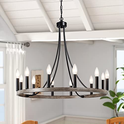 Buy Black Chandelier Wagon Wheel Chandeliers 12Lights Farmhouse