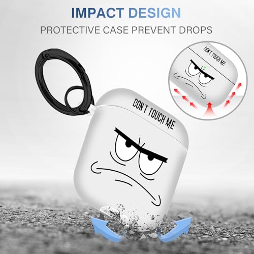 Image of for Airpods Case,Don't Touch Me Cool Cover with Lanyard Big Eyes Cute Cartoon for Airpods 2nd Generation Case,Soft Shockproof Cover for Women Men-White