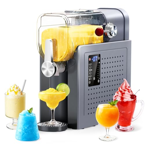 Slushy Machine for Home - 88oz Frozen Drink Maker, 2 In 1 Soft Serve Ice Cream & Slushie Machine with LED Display, No Ice Needed, 6 Preset Programs for Frozen Margaritas, Frappe, Smoothie, Milkshake