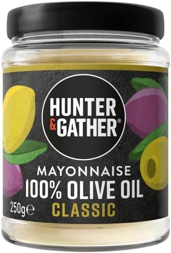 Hunter & Gather Olive Oil Mayonnaise - 250g | Made with Olive Oil & British Free Range Egg Yolk | Paleo, Keto, Sugar and Gluten Free Olive Oil Mayo