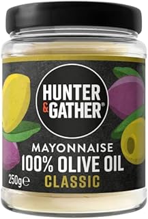 Hunter & Gather Olive Oil Mayonnaise - 250g | Made with Olive Oil & British Free Range Egg Yolk | Paleo, Keto, Sugar and Gluten Free Olive Oil Mayo