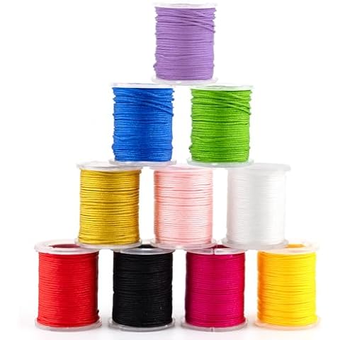 AUEAR, 10 Color Nylon String Cord for Bracelet Jewelry Making, Premium Chinese Knotting Cords Beading Thread Kumihimo, Braided Bracelets, Dream Catcher, Necklaces, Macrame Craft, Wind Chime Cover