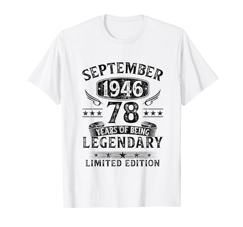Regalo 78 Años Hombre Mujer Fabricado En Septiembre 1946 Camiseta