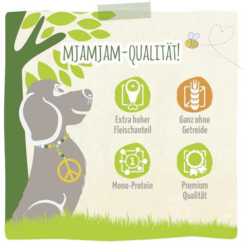 MjAMjAM – Premium Nassfutter für Hunde - natürlich lecker – Bio Rind an Zucchini,6er Pack (6 x 800g), getreidefrei mit extra viel Fleisch