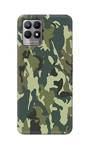 Image of Printed Hard Back Cover Case for Realme 8i Back Cover (Green Army Camouflage) -1803
