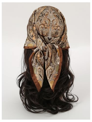 SHENHE Women's Silky Head Scarf Vintage Paisley Hair Scarf Bandana Square Kerchief Hair Wrap2