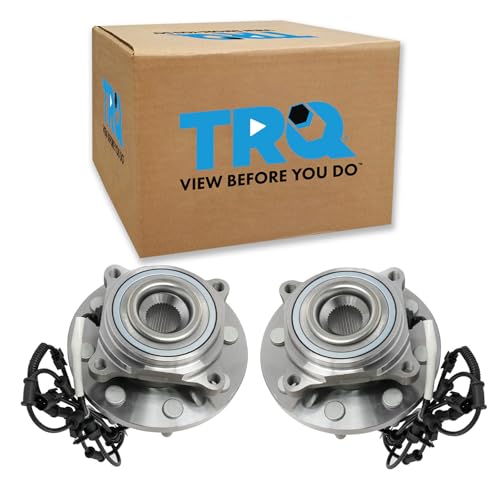 Image of TRQ Front Left and Right Wheel Bearing and Hub Assembly Set 2 Piece Compatible with 14-18 Ram 2500 15-18 3500 2014 3500 Regular Cab 4WD 2014 Cab Chassis 4WD Chassis RWD