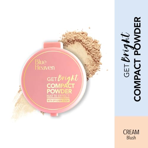 Image of Blue Heaven Get Bright Compact Powder for Women With SPF Sun Protection, All Skin Non Sticky, Oil Free, Matte Finish Light Weight Formula, Cream,16g (Pack of 2)