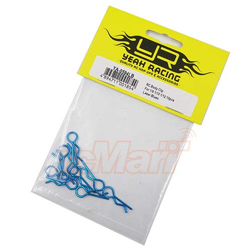 Yeah Racing RC Body Clip for 1/8 1/10 1/12 10pcs Laser Blue #YA-0594LB