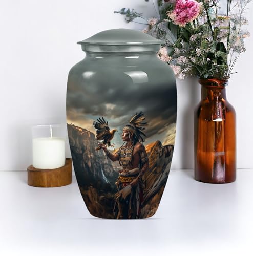 Image of Native American Urns for Ashes - Burial Urns for Human Ashes Adult Male - Cremation Urns for Burial - (10 inch Pack of 1)