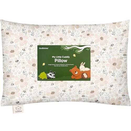 KeaBabies Toddler Pillow with Pillowcase, 13x18 Kids Pillows (Flora Vale)