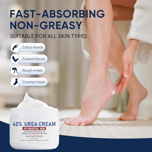 Urea Cream 42 Percent For Fee,Feet Cream for Cracked Heel Feet Knees Hands Elbows for Dry Cracked,Foot Moisturizer for Skin Care - Image 5