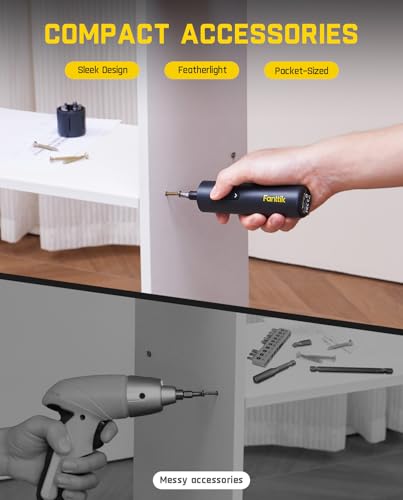 Fanttik S1 Capsule Cordless Screwdriver, Electric Screwdriver, Max 5 N.m, 320 RPM Motor, 5 Pcs Double-Ended Bits, Compact Design, LED Light, 1/4''Hex, Idea Tool for Furniture, Appliances-Grey