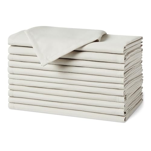 Amazon Basics Reusable Stain and Wrinkle Resistant Cloth Napkins, 17 x 17 inches, White, 12-Pack by Amazon Basics - Used condition - US$12.14