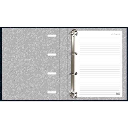 Tilibra - Caderno Argolado Cartonado Universitário com Elástico, Lunix, 20x27.5cm, Preto, 80 Folhas