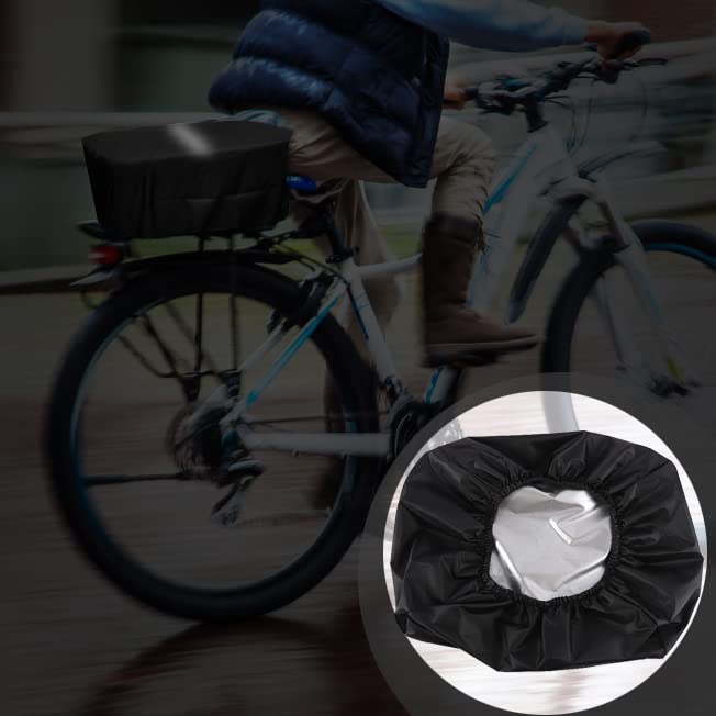 2er Set Regenschutz Fahrradkorb, Regenabdeckung Korb abdeckung Fahrradsattel Regenschutz mit Aufbewahrungstasche für Gängigen Fahrradtypen(Schwarz)