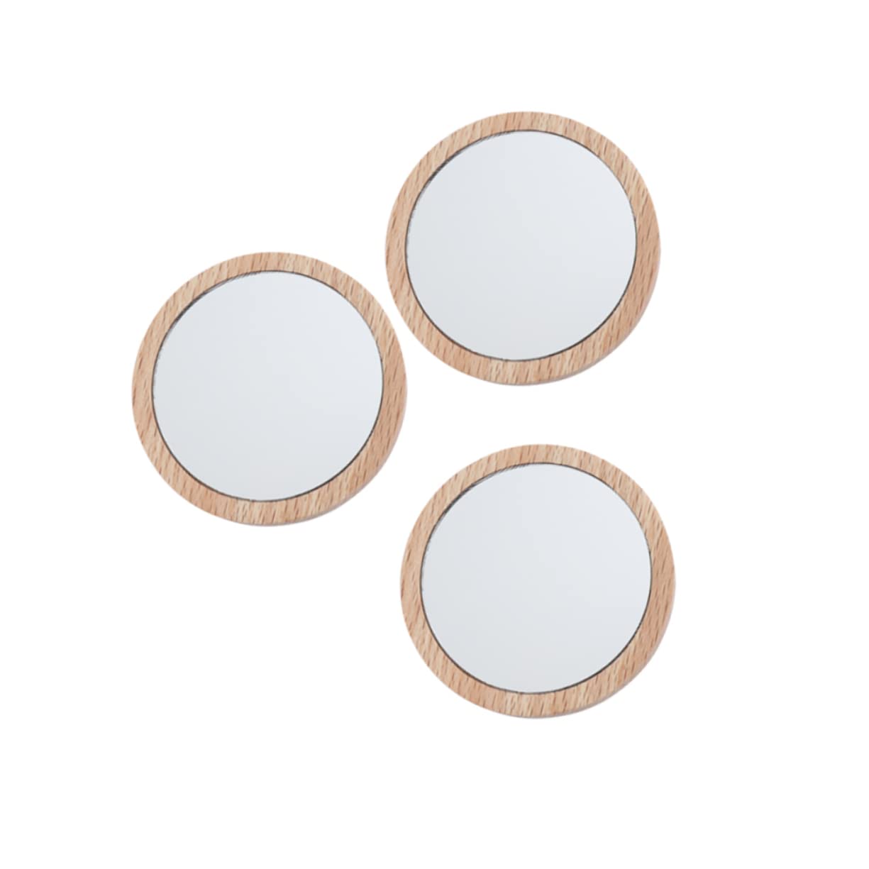 Healeved 2 Set Da 7 5 Cm Mini Specchio Per Il Trucco Compatto in Legno E Portatile Leggero Per Cosmetici Da Donna 3 Pezzi * 2