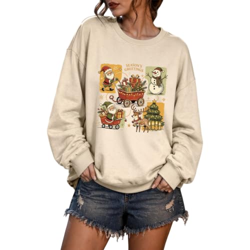 Ssuyeuri Christmas Sweatshirts for Women Santa Xmas Tree Crewneck Pullover - image 8