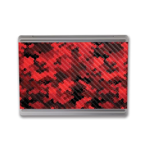 Image of MightySkins Carbon Fiber Skin Compatible with Microsoft Surface Laptop Go 3 (2023) Full Wrap Kit - Red Hexa Camo | Protective, Durable Textured Carbon Fiber Finish | Made in The USA