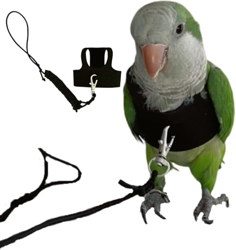Bird Flight Harness Vest with Leash Anti Bite Flight Suit for Parrot Parakeets Cockatiels Conures Budgies Flying Clothes with Rope and Handle for Outdoor Activities Training (X-Small)