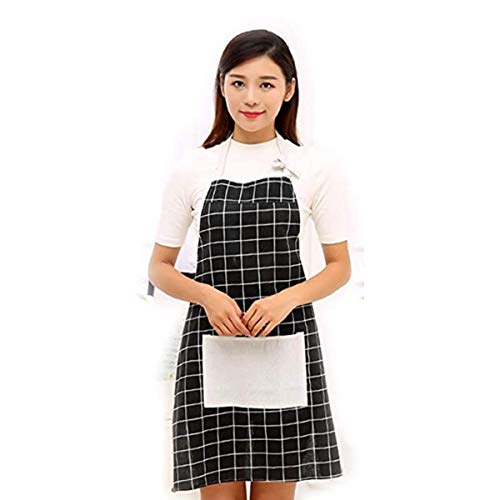 Leeonz® 1PCS Linen Cooking Aprons Soft Apron Adjustable Kitchen Apron with Pocket for Women Men Kitchen Cooking Baking