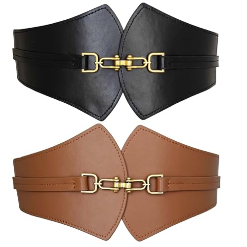 Leather Wied Elastic Corset Waist Belt, Tied Buckle Waspie,Vintage for Dresses Fashion Accessories