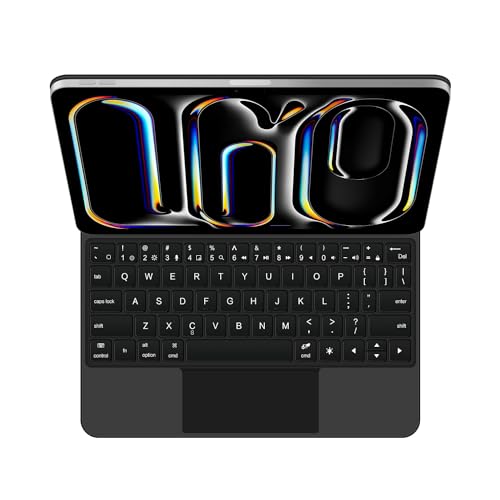 QYiiD New iPad Pro 13 Inch (2024) Case with Keyboard, Magnetic Keyboard with Multi-Touch Trackpad, Backlit Magnetic Wireless Keyboard Case with Easy-Set Magnetic Portrait/Landscape Stand, Black