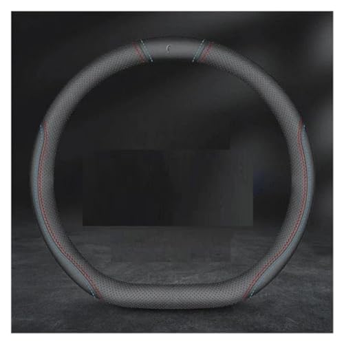 Car Steering Wheel Cover for Range Rover Sport 2010-2013(with Computer Box,Light Square), Leather Cover with Anti-Slip Car Interior Accessories,Black-Blue-D-Shape