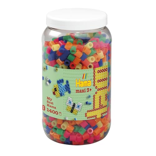 Hama 10.8542 1,400 Maxi Beads in Tub Neon Mix
