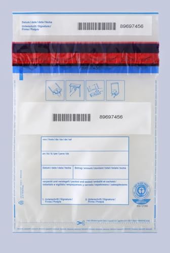 500x Sicherheitstaschen DEBASAFE 195 x 265 + 30 mm (Bon) DEBATAPE high plus - Transparent - Recyclingfolie