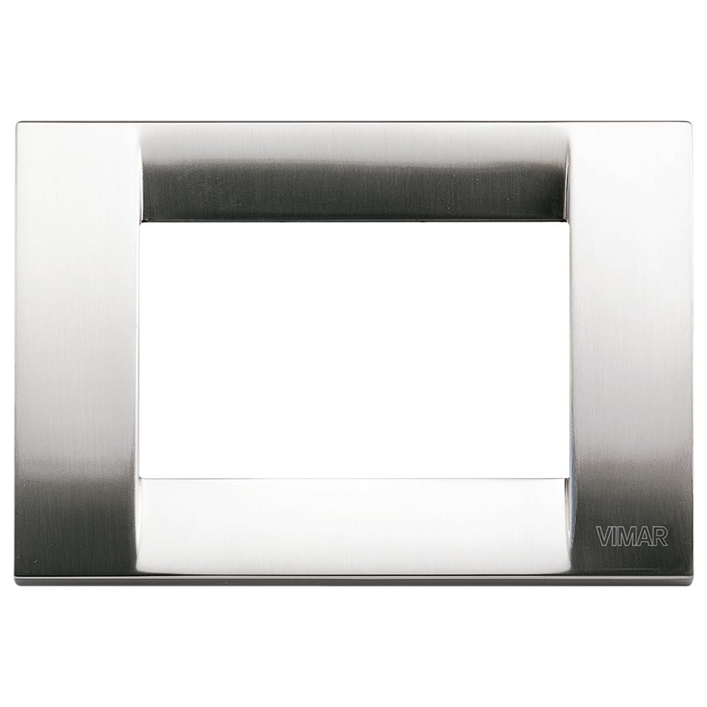 Placa Vimar Idea 3 módulos metal níquel cepillado para sustituir marcos de plástico viejos