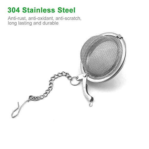 6Pcs Stainless Steel Tea Strainers, Mesh Tea Infuser Premium Tea Filter Tea Interval Diffuser with Extended Chain Hook for Brew Loose Leaf Tea and Spices & Seasonings