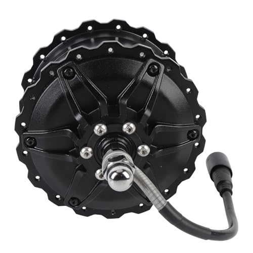 Focket Motor de Cubo de Bicicleta 1000W 48V, Motor de Cubo de Bicicleta Eléctrica de Aleación de Aluminio con Cable Adaptador de 11 Núcleos para la Modificación del Disco Trasero