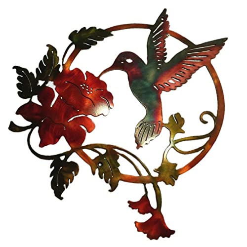 Gcroet Décoration d'Art Murale en Métal, Rond Oiseau Scinwork Décoratif, Arbre de Fer Figurine pour Home Hotel Ornement Style2