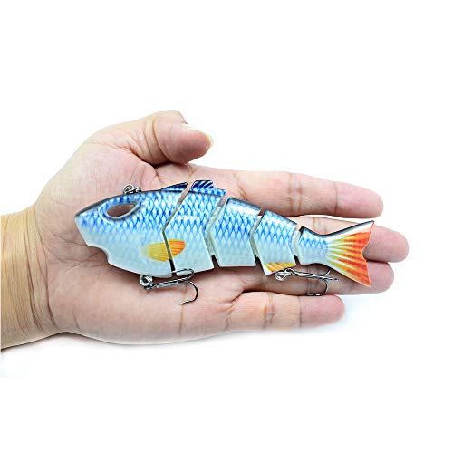 Yialia Isca de pesca biônico corpo duro isca afundada 5 segmentos isca de pesca isca de pesca multi-