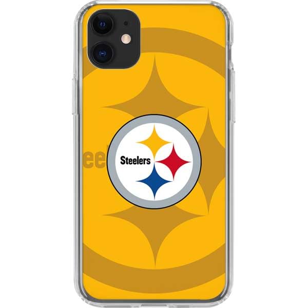 Skinit Clear Phone Case Compatible with iPhone 11 - Officially Licensed NFL Pittsburgh Steelers Double Vision Design