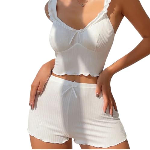 Pyjama pour femmes noir haut caraco dos nu et short fluide de qualité supérieure