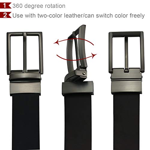 maikun Mens Reversible Leather Belt, Black Casual Belts for Men, One Reverse for 2 Sides3