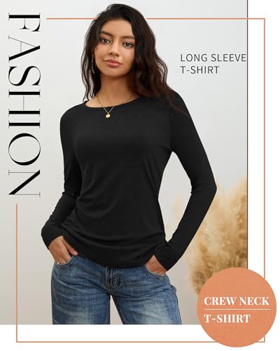 4 Pack Women' Long Sleeve Shirts Tops Casual Loose Fit Crew Neck Basic Tee Fashionable Workout Layer Fall Outfit3