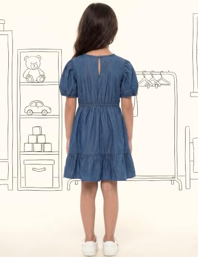 Image of Amazon Brand - Symbol Girls Bow Detail Pure Cotton Knee Length Casual Dress