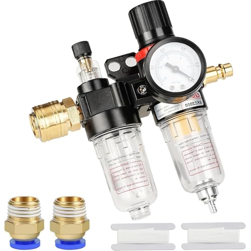 1 pièce Séparateur d'eau pour air comprimé, Réducteur de pression 1/4 pouce pour air comprimé...