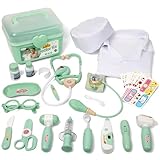 Liberry Doctor Kit for Toddlers 3 4 5 Years Old, 30-Piece Kid Doctor Toy with Stethoscope, Costume, Green Medical Pretend Play, Birthday Gift for Girls Boys