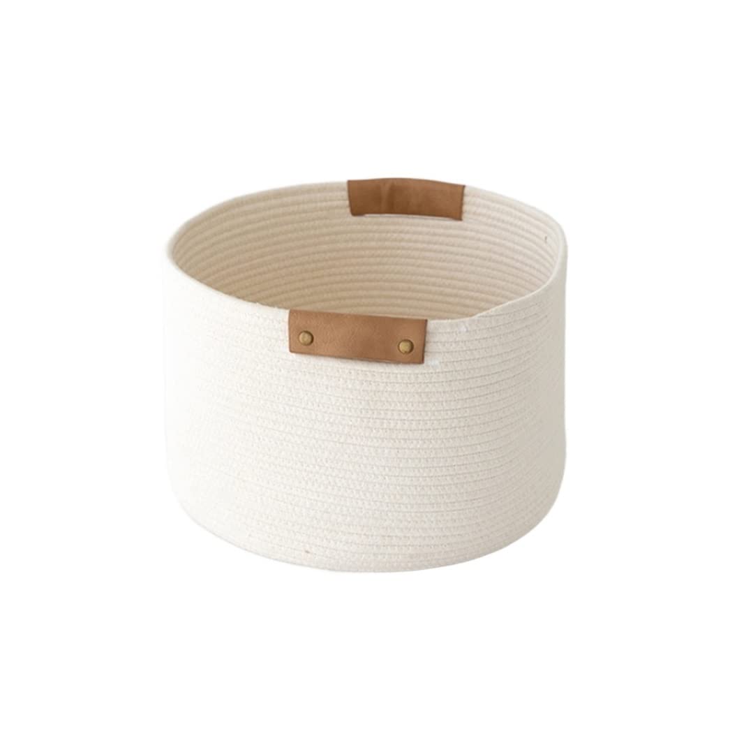 Kosz Na Pranie Kosz Na Bieliznę Tkane Kosze Linowe Do Przechowywania Kosza Na Pranie, Kosz Na Koce Z Liny Bawełnianej Do Salonu Pojemnik Na Pranie Skrzynia Na Pranie (Color : White, Size : 38 * 28cm)