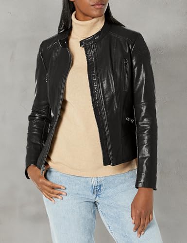 Kenneth Cole Women's Classic Short Moto Faux Leather Jacket3